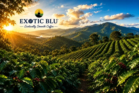 Exotic Blu Jamaican Blue Mountain coffee products showcasing premium coffee sourced from Jamaica's Blue Mountains.